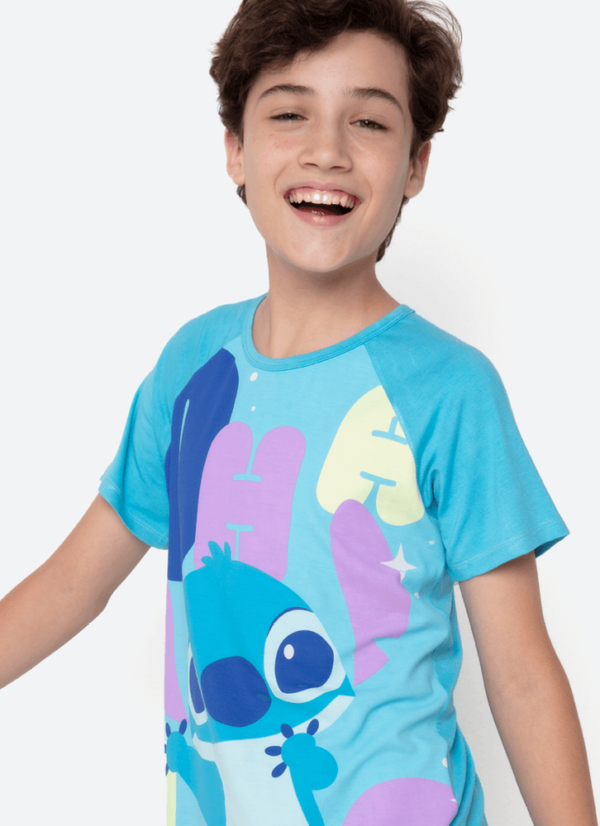 Pijama Manga Curta Viscolycra Menino Teen Stitch - Imagem 2