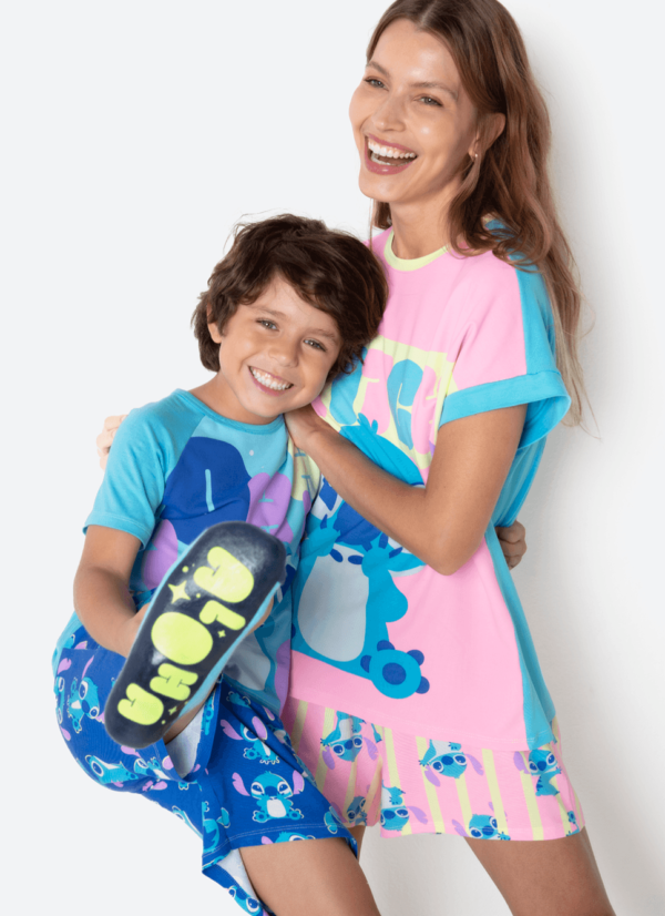 Pijama Manga Curta Viscolycra Menino Stitch - Imagem 4
