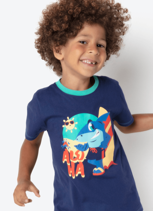 Pijama Manga Curta Algodão Menino Tubarão Aloha R$ 139,90 - Imagem 2