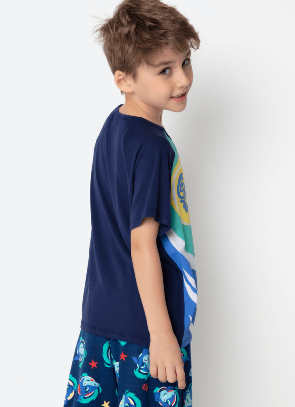 Pijama Manga Curta Viscolycra Menino Tubarão Aloha - Imagem 3