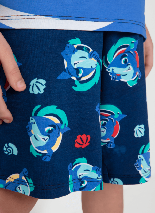 Pijama Manga Curta Viscolycra Menino Tubarão Aloha - Imagem 4