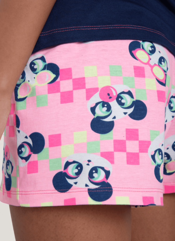 Pijama Manga Curta Algodão Feminino Panda Miami - Imagem 3