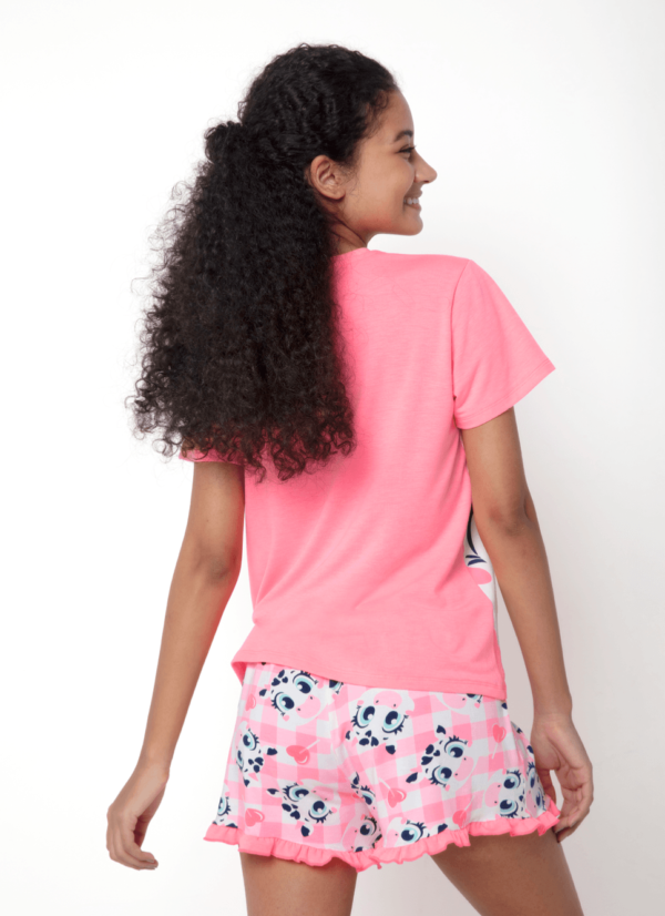 Pijama Manga Curta Viscolycra Feminino Vaca Romântica - Imagem 2