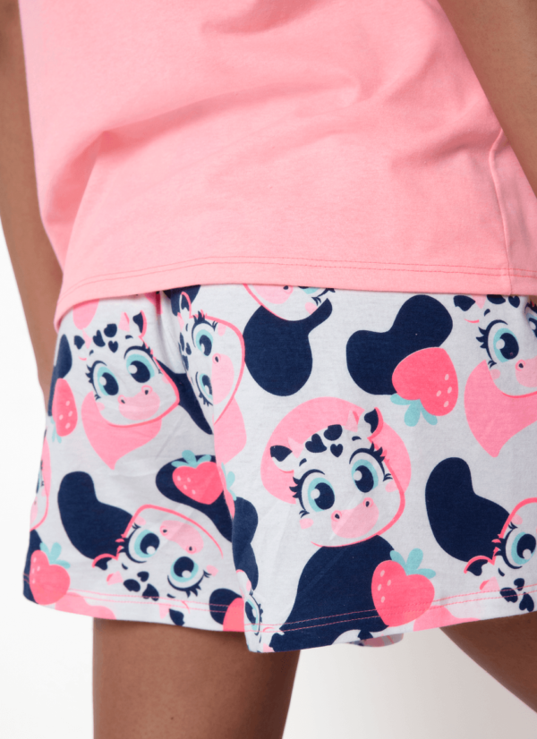 Pijama Manga Curta Algodão Feminino Vaca Romântica - Imagem 3