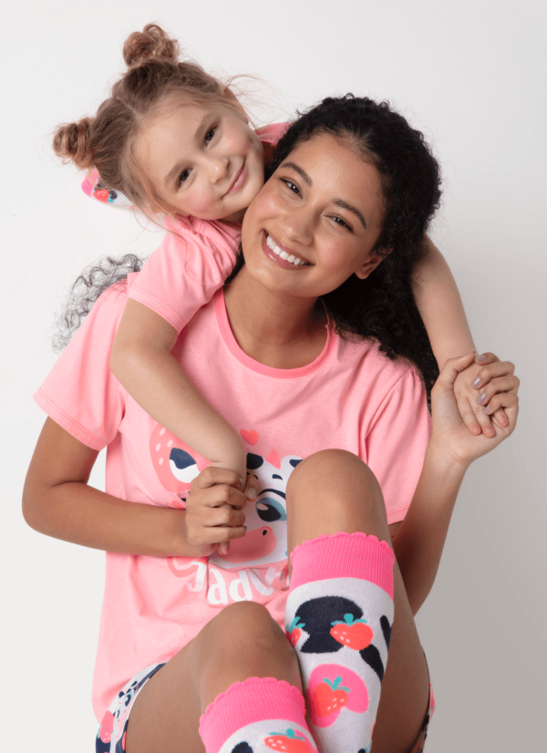 Pijama Manga Curta Algodão Menina Vaca Romântica - Imagem 4