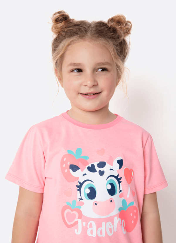 Pijama Manga Curta Algodão Menina Vaca Romântica - Imagem 2
