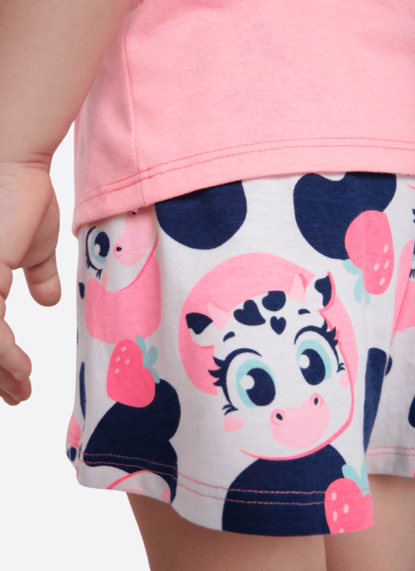 Pijama Manga Curta Algodão Menina Vaca Romântica - Imagem 5