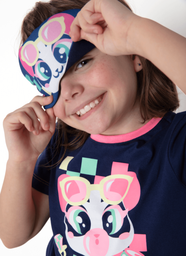 Pijama Manga Curta Algodão Menina Panda Miami - Imagem 3