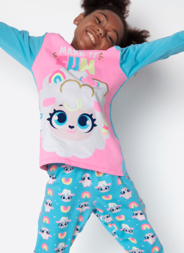 Pijama Manga Longa Viscolycra Menina Estampado Ovelha - Imagem 2