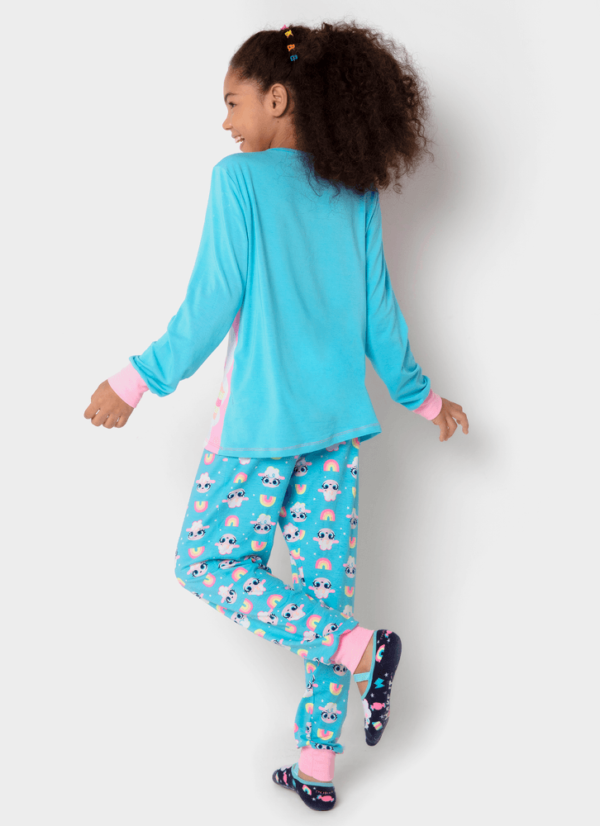 Pijama Manga Longa Viscolycra Menina Teen Estampado Ovelha - Imagem 3