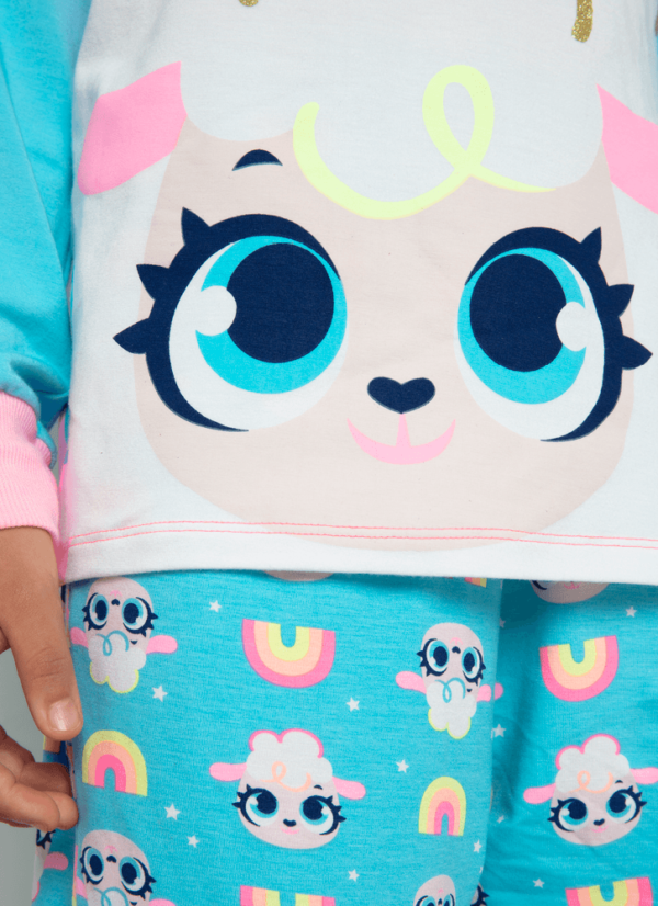 Pijama Manga Longa Viscolycra Menina Teen Estampado Ovelha - Imagem 4