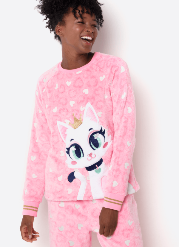 Pijama Manga Longa Soft Feminino Gata Romântica R$ 339,90 - Imagem 3