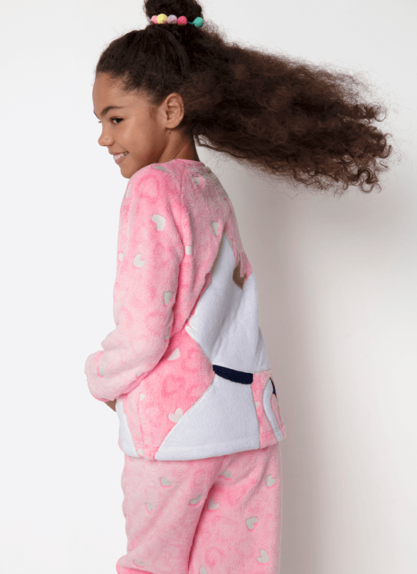 Pijama Manga Longa Soft Menina Teen Gata Romântica - Imagem 4
