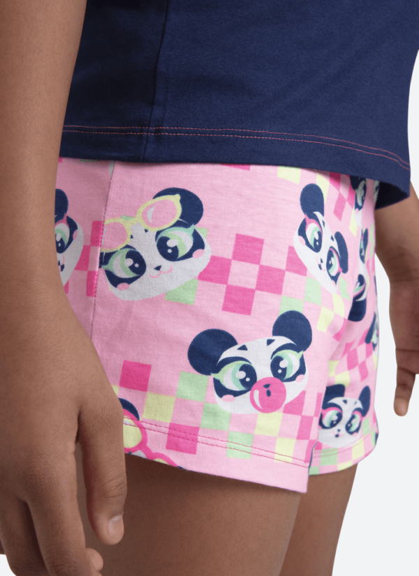 Pijama Manga Curta Algodão Menina Teen Panda Miami - Imagem 4