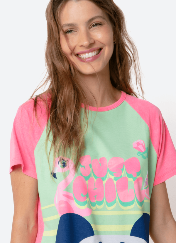 Pijama Manga Curta Viscolycra Feminino Panda Miami - Imagem 2
