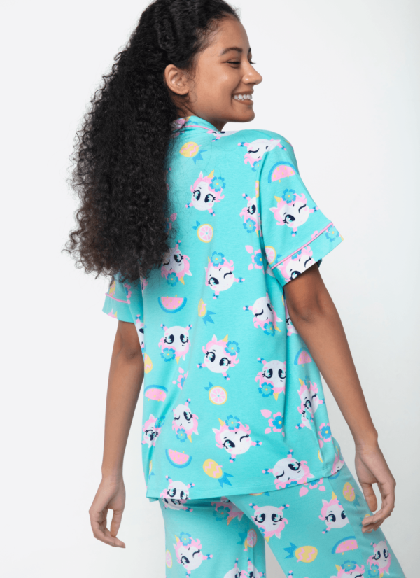 Pijama Manga Curta Viscolycra Feminino Unicórnio Aloha - Imagem 2