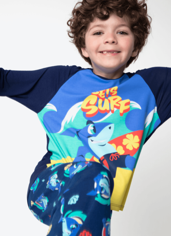 Pijama Manga Longa Viscolycra Menino Tubarão Aloha - Imagem 2