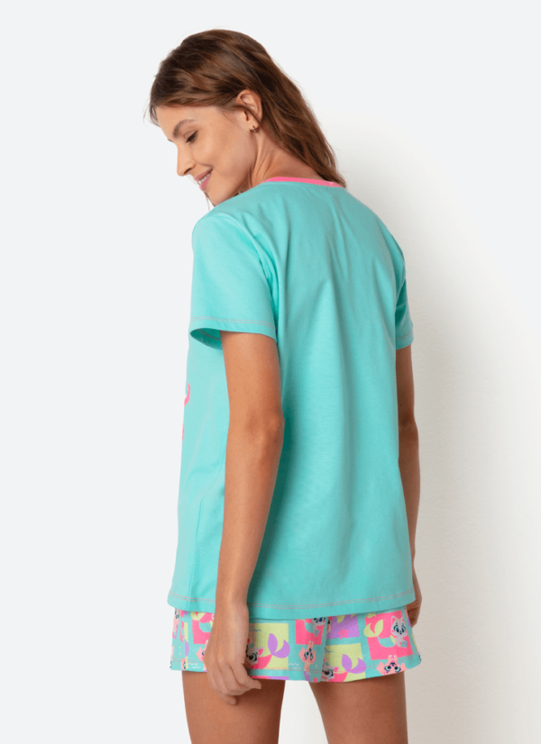 Pijama Manga Curta Algodão Feminino Pet Sereia - Imagem 4