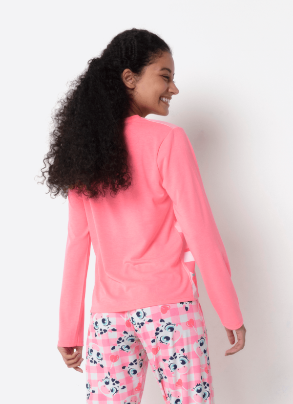 Pijama Manga Longa Viscolycra Feminino Vaca Romântica - Imagem 2