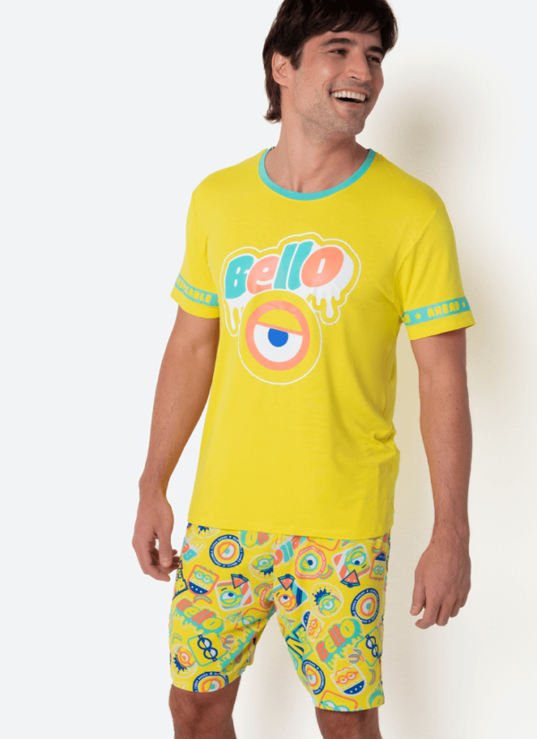 Pijama Manga Curta Viscolycra Masculino Minions