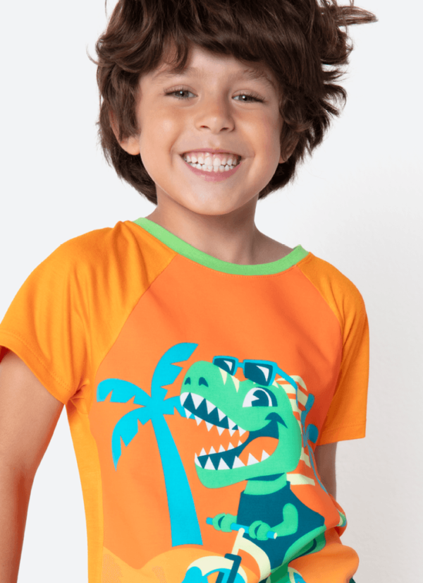 Pijama Manga Curta Viscolycra Menino Dino Miami - Imagem 3