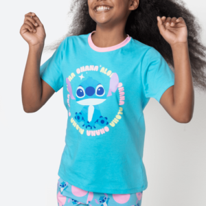 Pijama Manga Curta Algodão Menina Teen Stitch