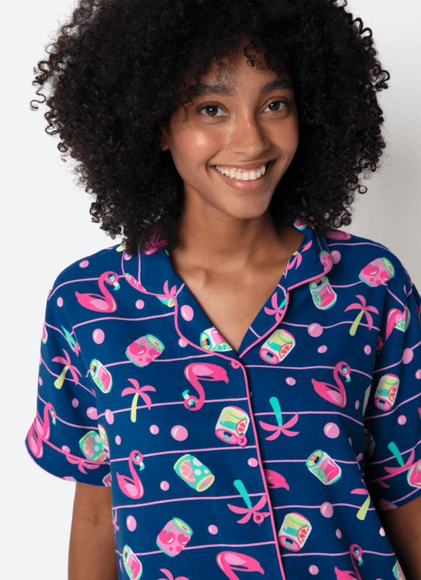 Pijama Manga Curta Viscose Feminino Panda Miami - Imagem 2