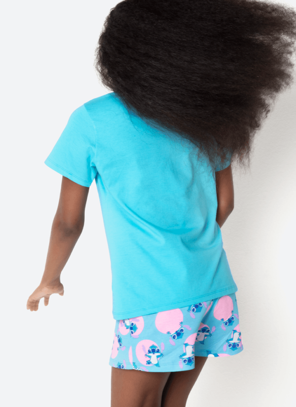 Pijama Manga Curta Algodão Menina Teen Stitch - Imagem 4