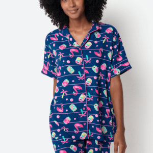 Pijama Manga Curta Viscose Feminino Panda Miami