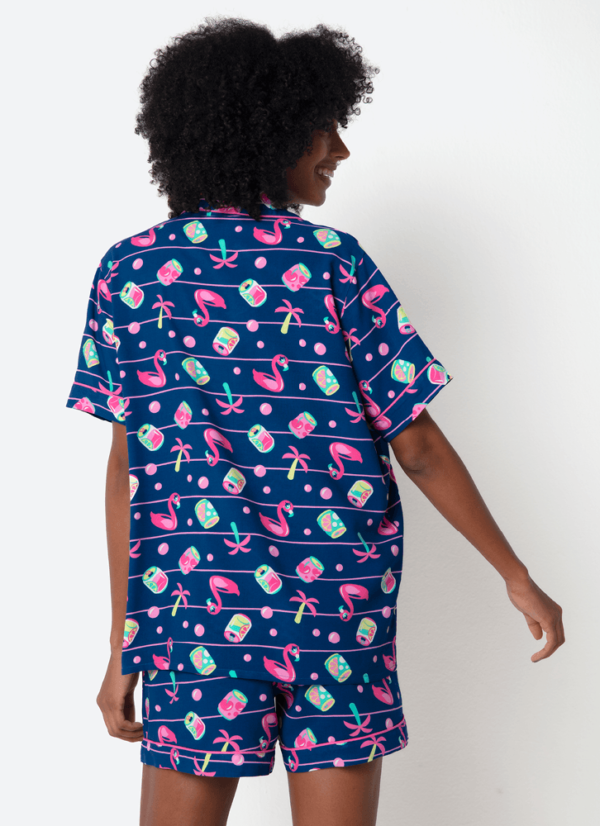 Pijama Manga Curta Viscose Feminino Panda Miami - Imagem 4
