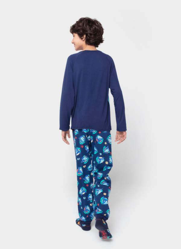 Pijama Manga Longa Viscolycra Menino Teen Tubarão Aloha - Imagem 3
