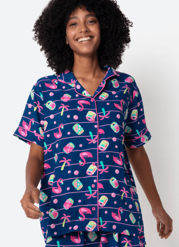 Pijama Manga Curta Viscose Feminino Panda Miami - Imagem 3