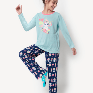 Pijama Manga Longa Algodão Menina Teen Unicórnio Skate