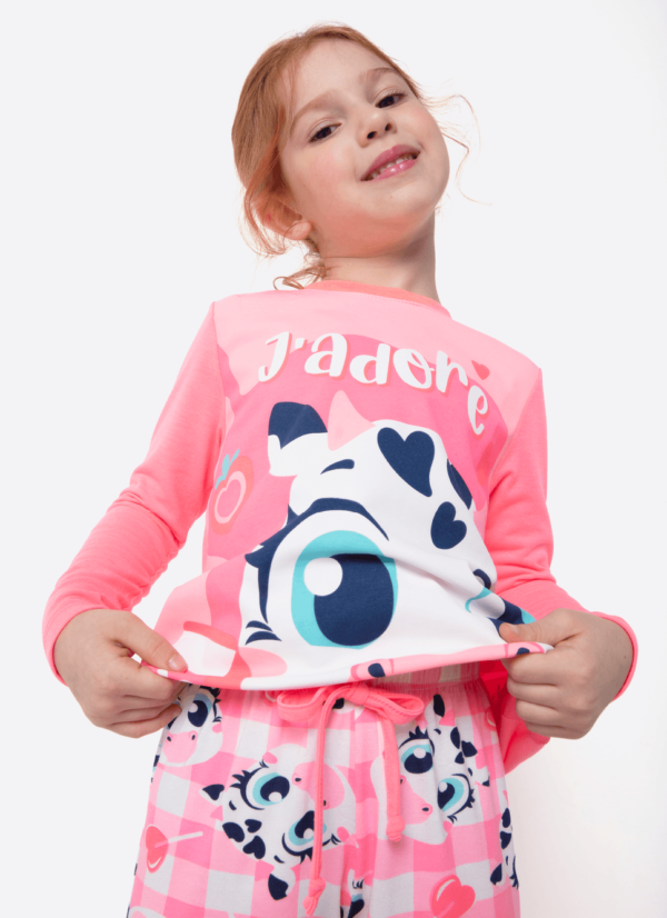 Pijama Manga Longa Viscolycra Menina Vaca Romântica