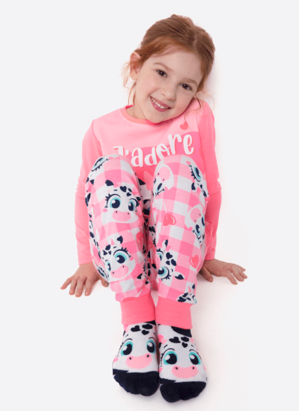 Pijama Manga Longa Viscolycra Menina Vaca Romântica - Imagem 4