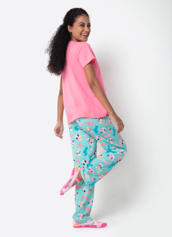 Pijama Manga Curta Algodão Feminino Unicórnio Aloha - Imagem 3