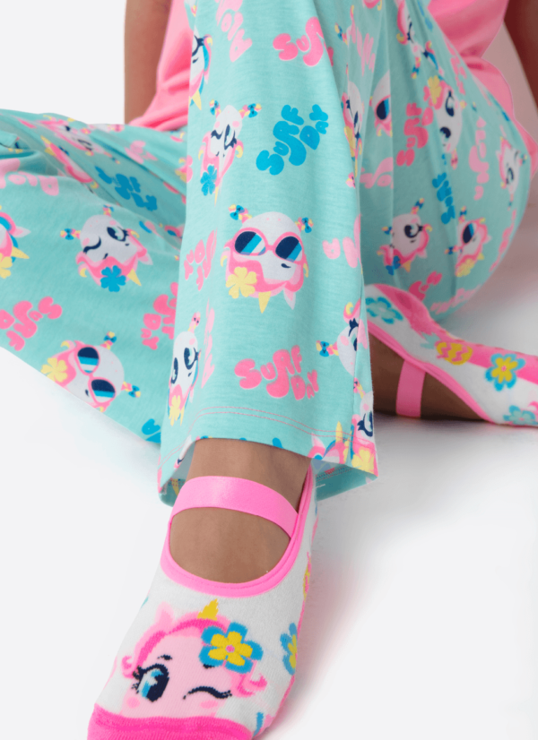 Pijama Manga Curta Algodão Feminino Unicórnio Aloha - Imagem 4
