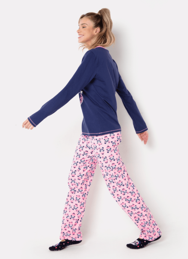 Pijama Manga Longa Feminino Algodão Panda Bailarina - Imagem 3