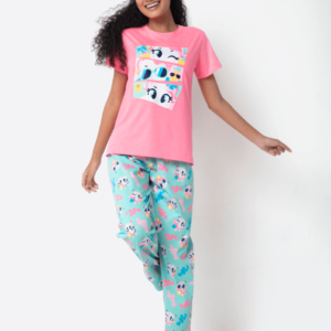 Pijama Manga Curta Algodão Feminino Unicórnio Aloha