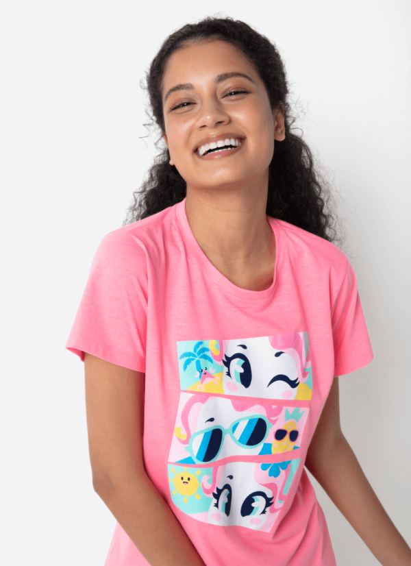Pijama Manga Curta Algodão Feminino Unicórnio Aloha - Imagem 2