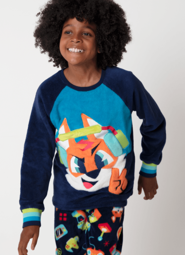 Pijama Manga Longa Soft Menino Raposa Gamer - Imagem 2