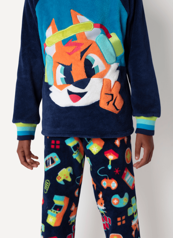 Pijama Manga Longa Soft Menino Raposa Gamer - Imagem 3