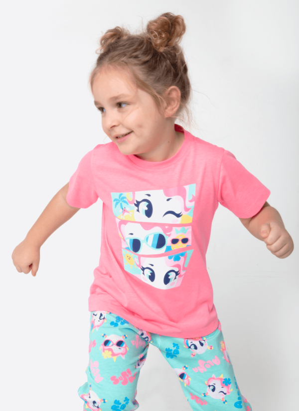 Pijama Manga Curta Algodão Menina Unicórnio Aloha - Imagem 2