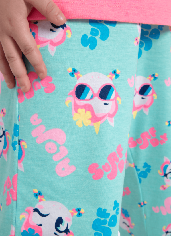 Pijama Manga Curta Algodão Menina Unicórnio Aloha - Imagem 3