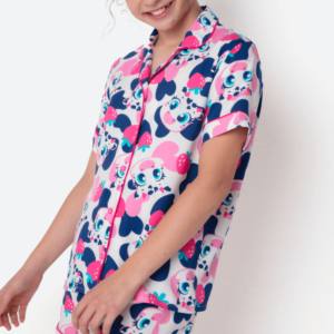 Pijama Manga Curta Viscose Menina Teen Vaca Romântica