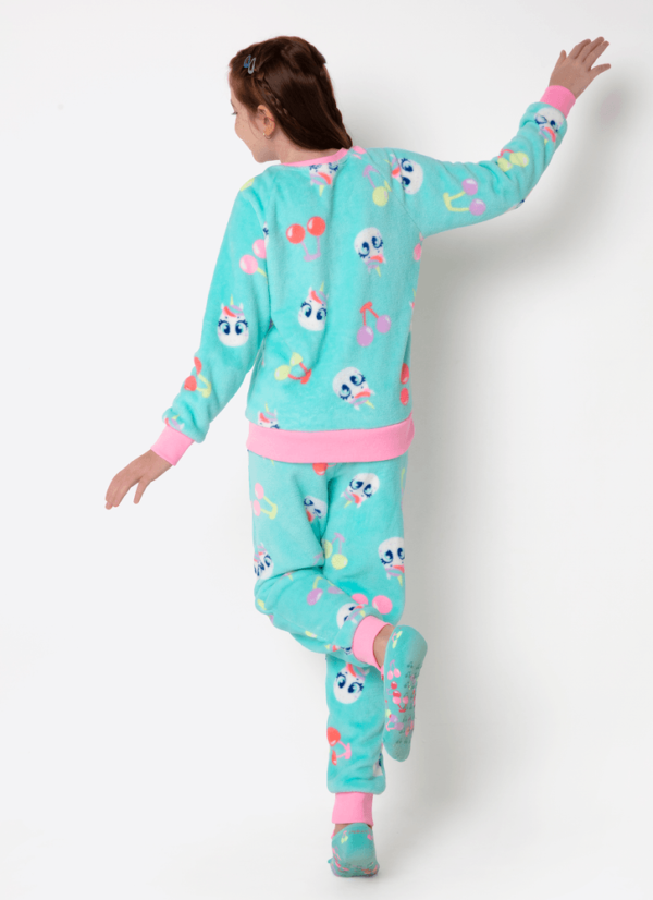 Pijama Manga Longa Soft Menina Teen Estampado Unicórnio Cherry - Imagem 2