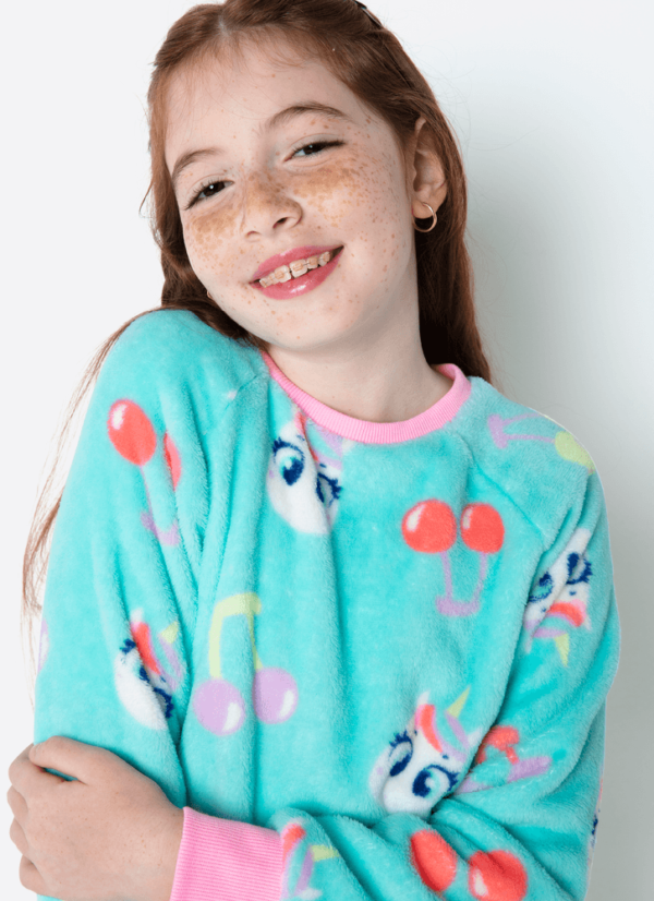 Pijama Manga Longa Soft Menina Teen Estampado Unicórnio Cherry - Imagem 3