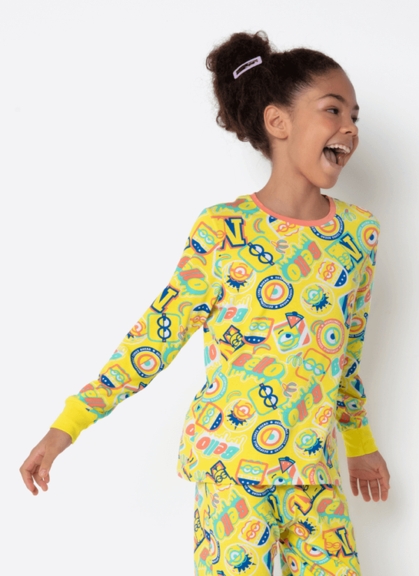 Pijama Manga Longa Viscolycra Menina Teen Minions - Imagem 3
