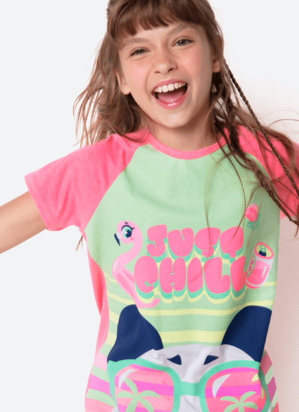 Pijama Manga Curta Viscolycra Menina Teen Panda Miami - Imagem 2