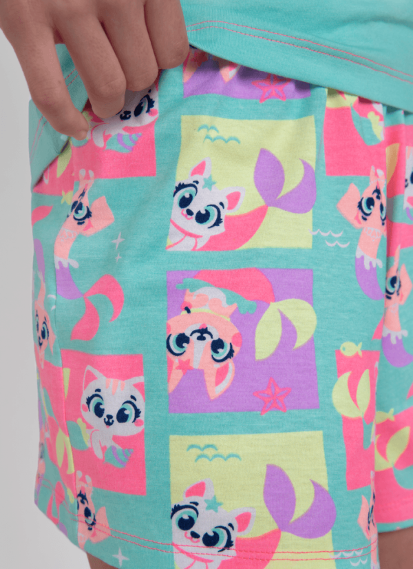 Pijama Manga Curta Algodão Menina Teen Pet Sereia - Imagem 3